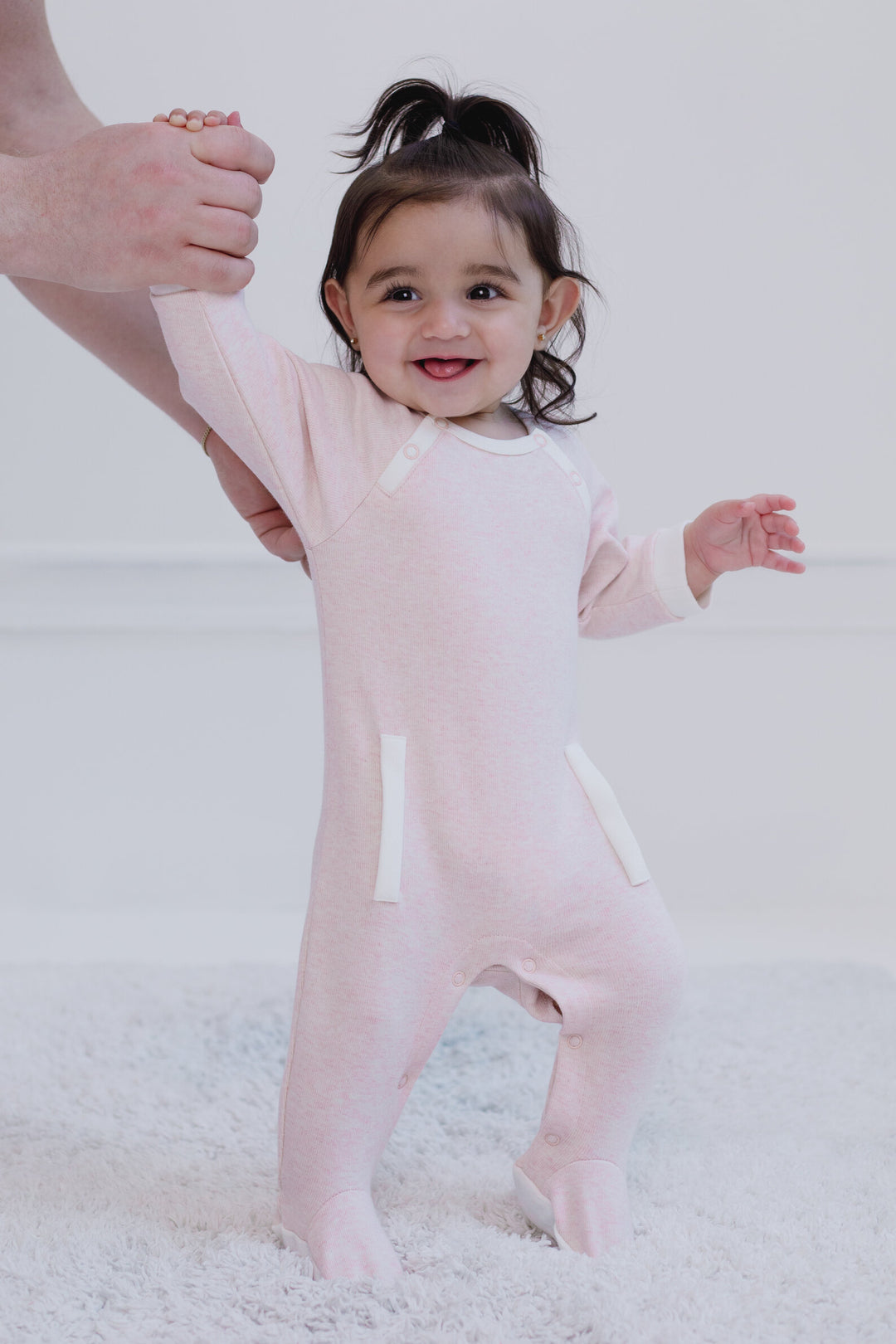 Cozeeme Baby Girls' Footed One Piece Sleep N' Play Heather Pink Ivory