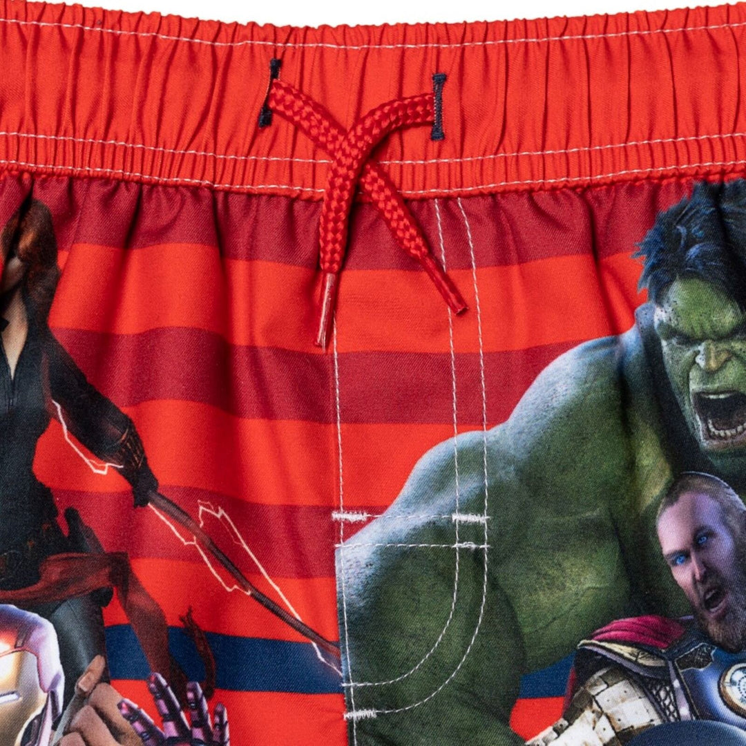 Marvel Avengers Boys' Quick-Dry Swim Trunks with Mesh Liner Red Navy