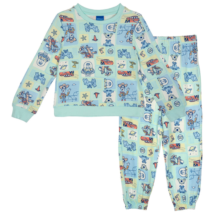 Disney Pixar Girls' 2-Piece Sweatshirt and Joggers Set Pastel Blue