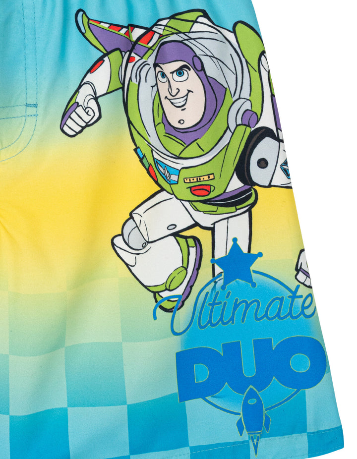 Disney Toy Story Boys' Quick Dry Microfiber Swim Trunks Woody Buzz Yellow Blue