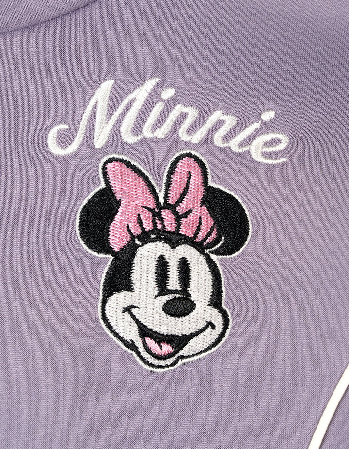 Minnie Mouse Girls' Quarter-Zip Sweatshirt and Wide-Leg Pants Set Dusk Purple