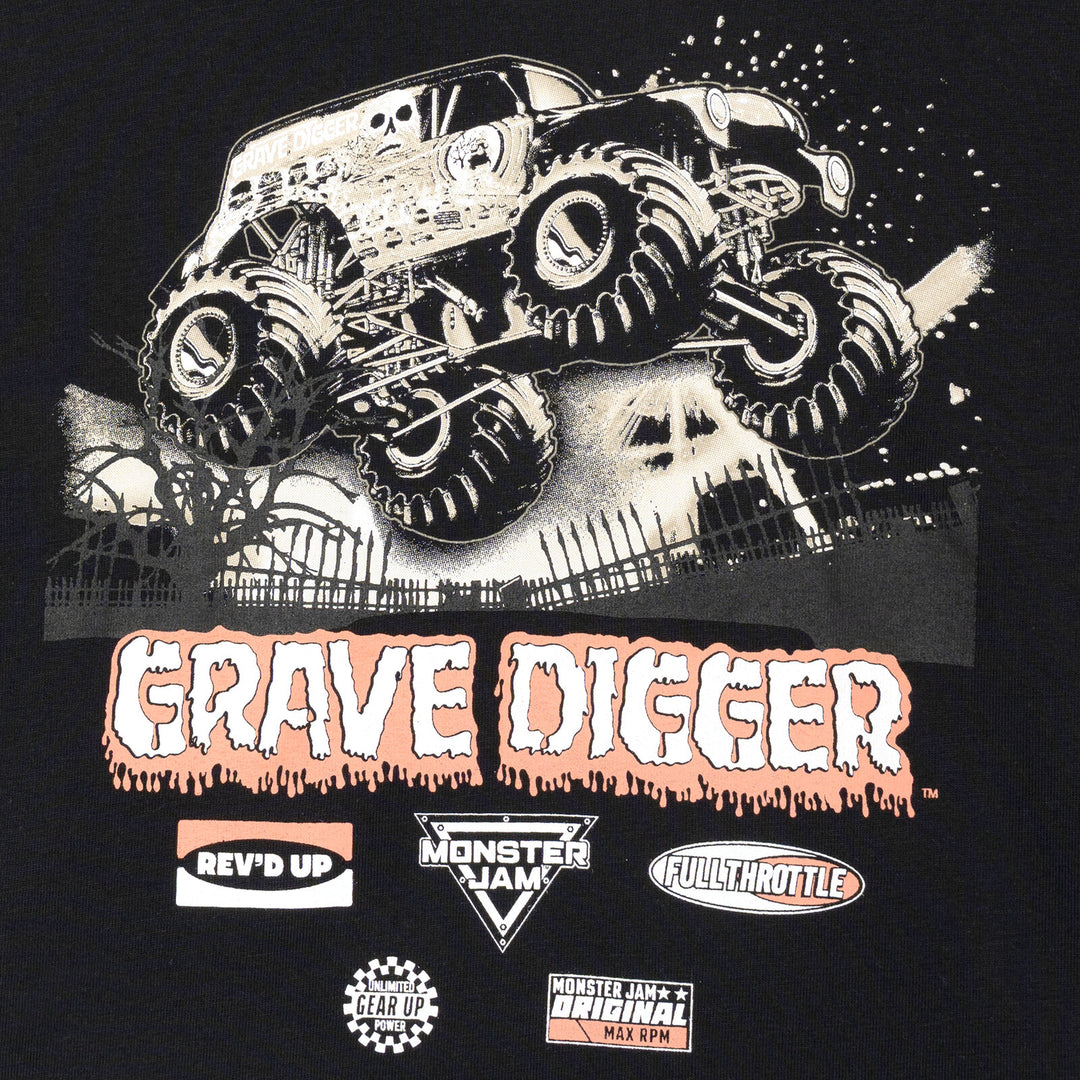 Monster Jam Grave Digger Boys' 2-Piece T-Shirt and Denim Skirt Set Gray