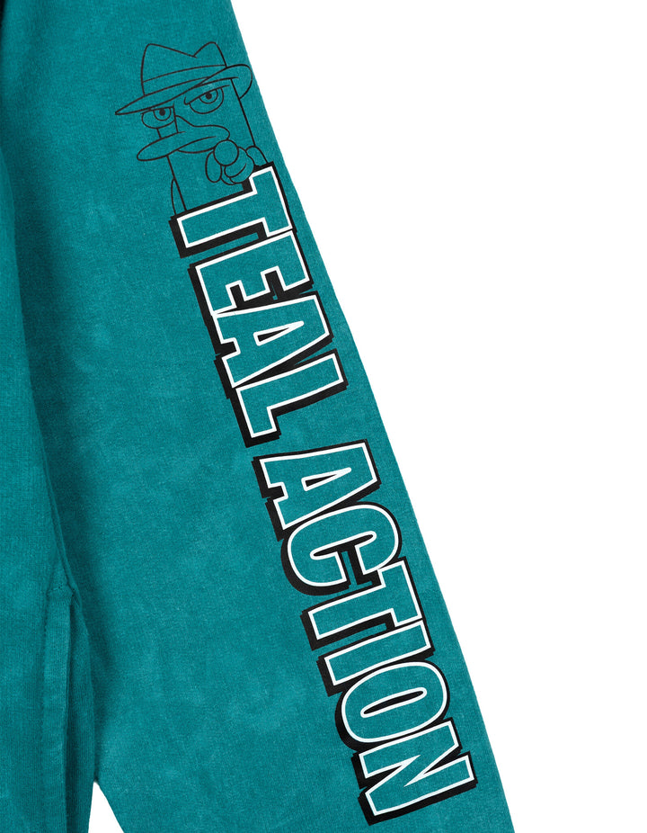 Phineas & Ferb Phineas and Ferb Perry the Platypus Matching Family Cosplay Fleece Zip-Up Hoodie Agent P Mineral Teal