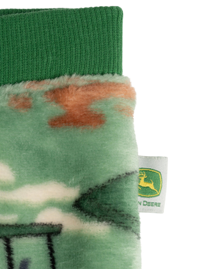 John Deere Boys' 2-Piece Fleece Sweatshirt and Pants Set Green Camo Tractors