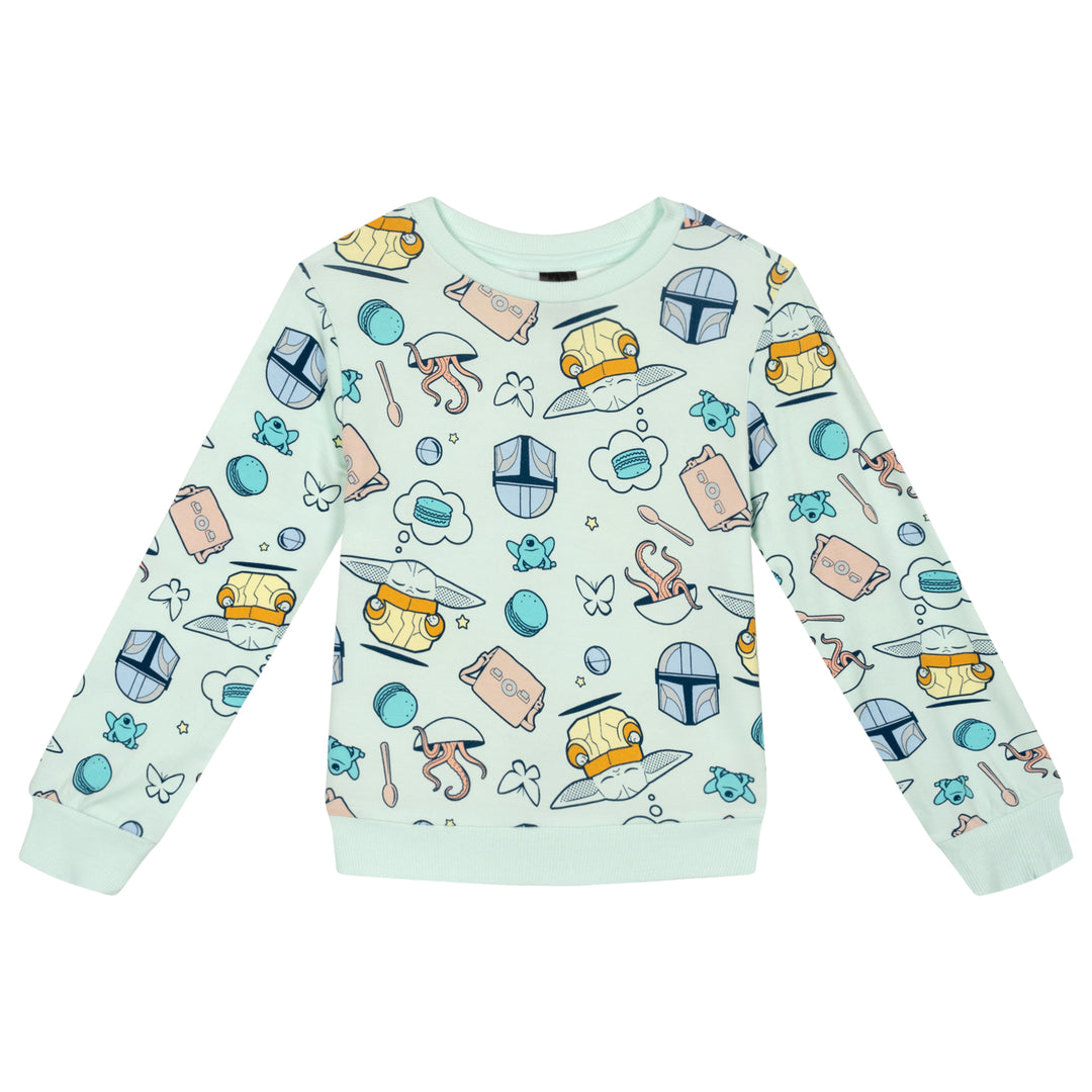 Star Wars Girls' 2-Piece Sweatshirt and Joggers Set Mint Green Grogu