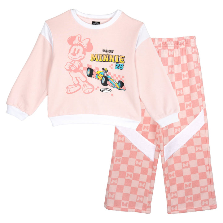 Minnie Mouse Girls' 2-Piece Fleece Sweatshirt and Pants Set Figaro Pink