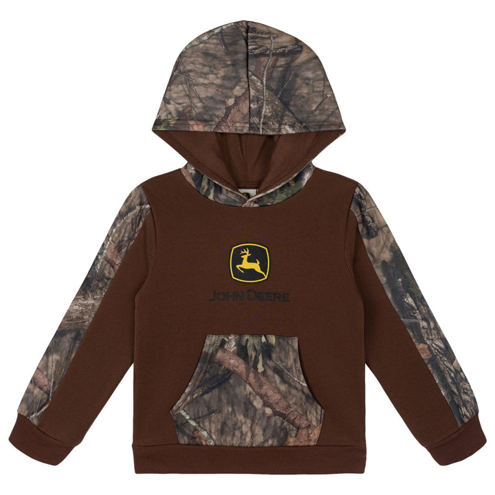 John Deere Men's Fleece Hooded Sweatshirt Bark Brown Camo