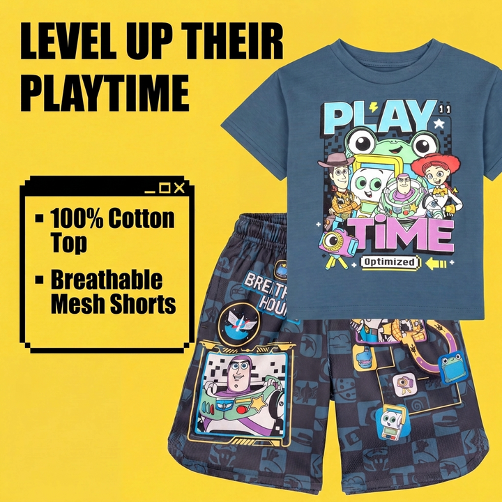 Disney Toy Story Boys' T-Shirt and Mesh Shorts Set Woody Jessie Navy
