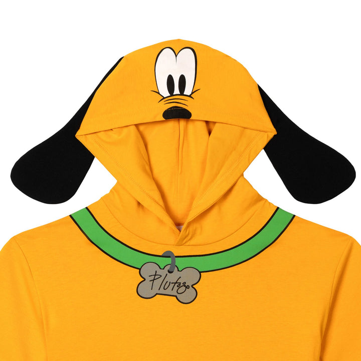 Disney Mickey Mouse Pluto Men's Cosplay Hooded T-Shirt Yellow Orange