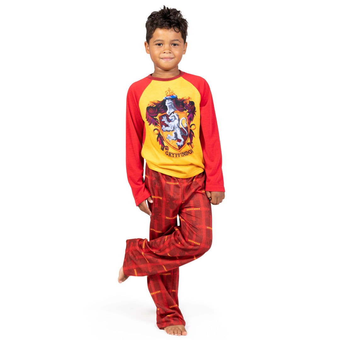 Harry Potter Gryffindor 2-Piece Long Sleeve Pajama Top and Pants Set Red Gold