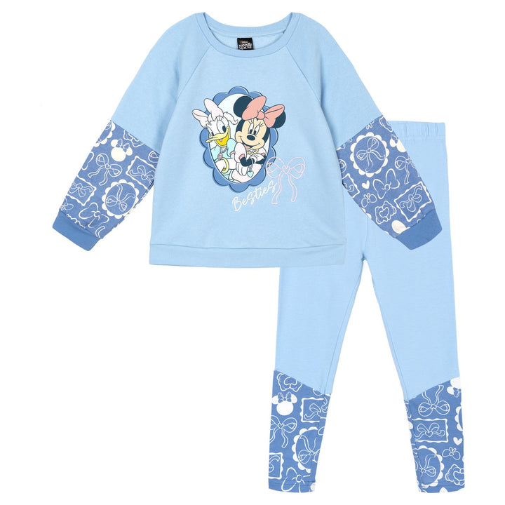 Minnie Mouse Girls' Fleece Sweatshirt and Tulle Leggings Set Daisy Blue