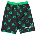 Minecraft Creeper Boys' Quick Dry Swim Trunks Black Green