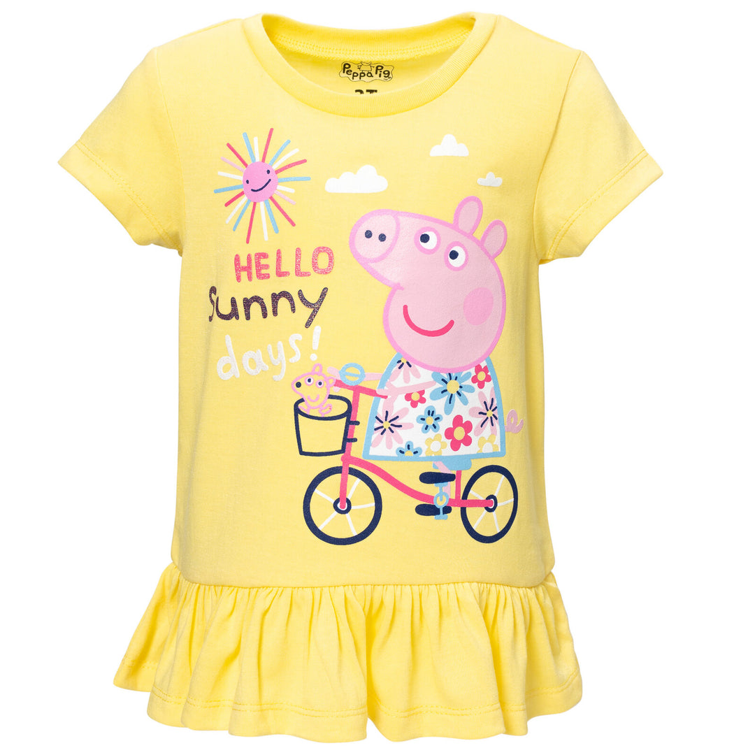 Peppa Pig Girls' 2-Piece T-Shirt and Bike Shorts Set Yellow