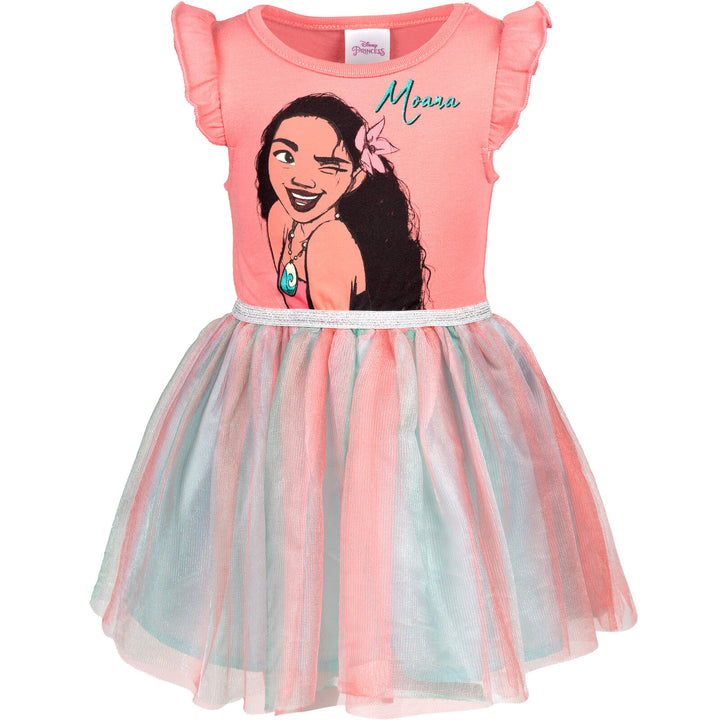 Moana Girls' Flutter Sleeve Tulle Tutu Dress Salmon