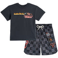 Cars Lightning McQueen Drop Shoulder T-Shirt and Mesh Shorts Outfit Set