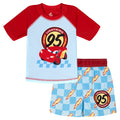 Cars Lightning McQueen Raglan Rash Guard and Swim Trunks UPF 50+ Outfit Set