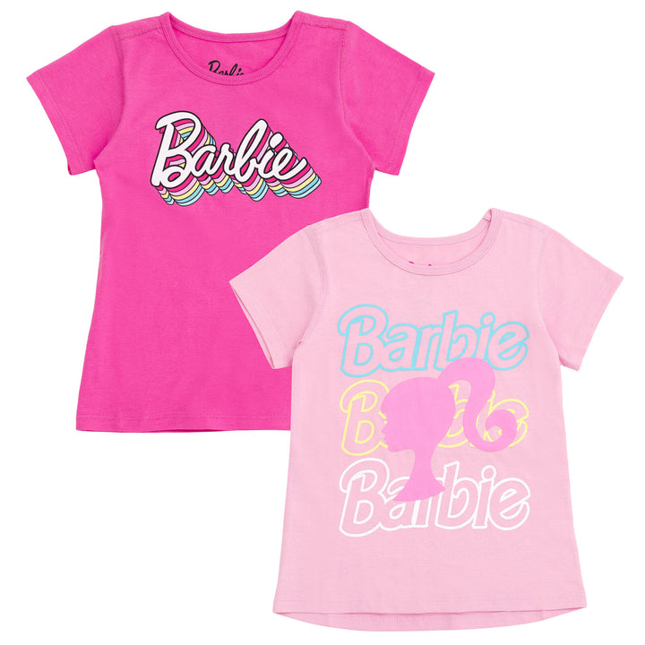 Barbie Girls' Sensory Friendly 2-Pack T-Shirts Fuchsia Light Pink