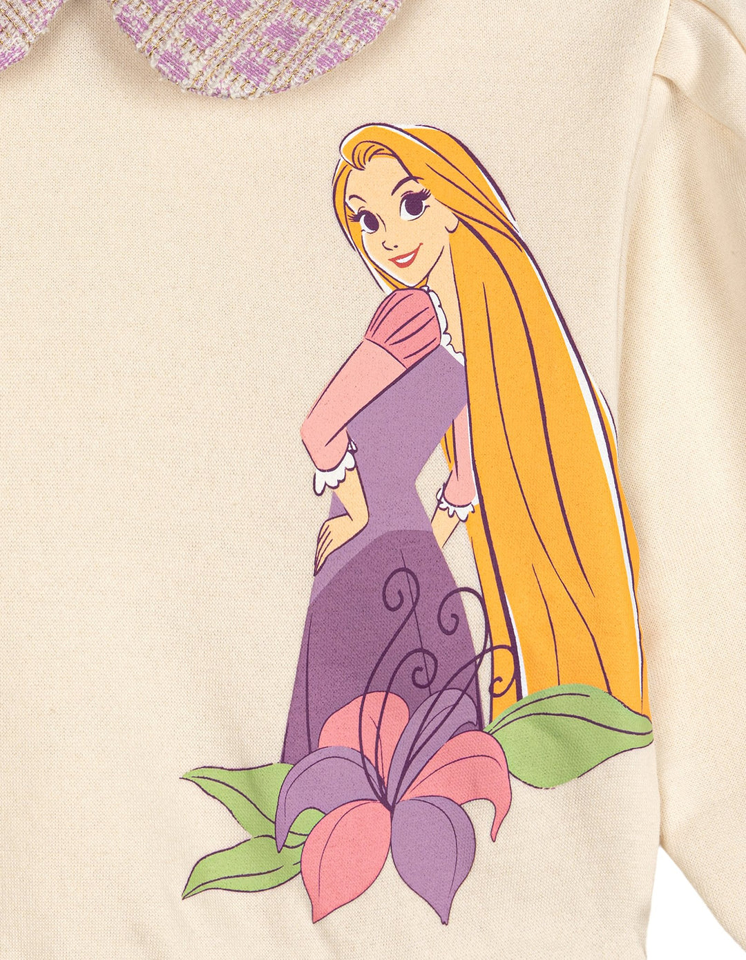 Disney Tangled Rapunzel Fleece Sweatshirt and Plaid Pleated Skirt Set Lilac
