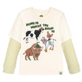 John Deere Boys' Long Sleeve T-Shirt Ivory and Green