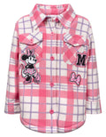 Minnie Mouse Toddler Girls' Fleece Shacket Pink Plaid