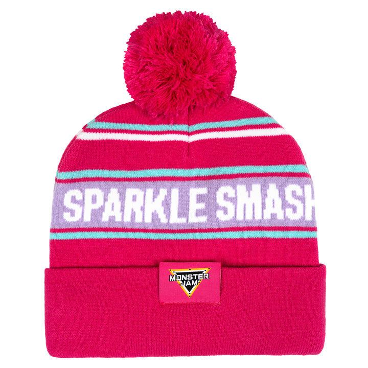 Monster Jam Sparkle Smash Girls' Knit Beanie Hat Pink