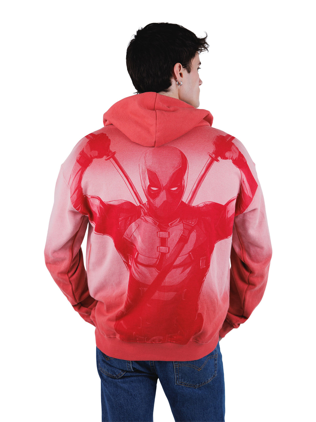 Deadpool Men's Fleece Pullover Hoodie Coral Pink