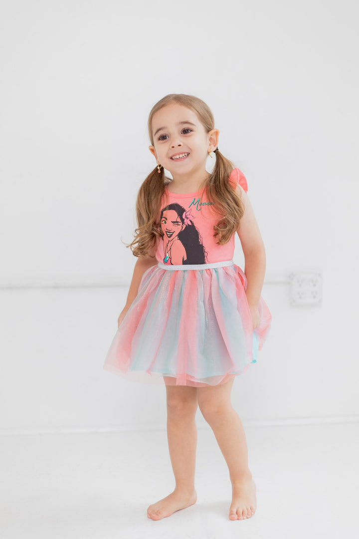 Moana Girls' Flutter Sleeve Tulle Tutu Dress Salmon
