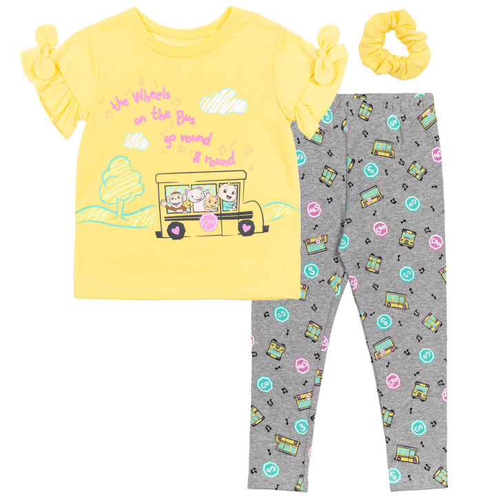 CoComelon JJ 3 Piece Outfit Set: T-Shirt Legging Scrunchy