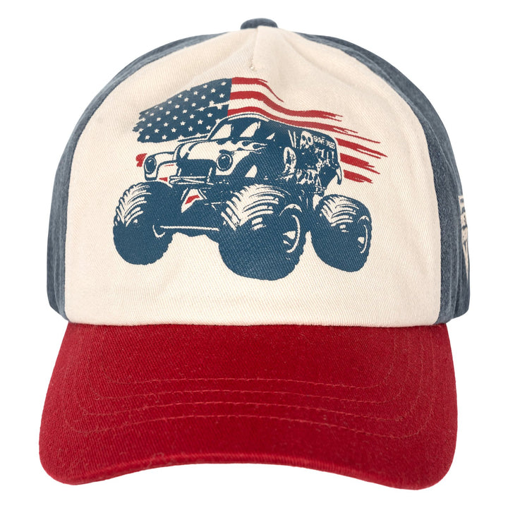 Monster Jam Grave Digger Boys' Adjustable Strapback Baseball Cap Navy Red