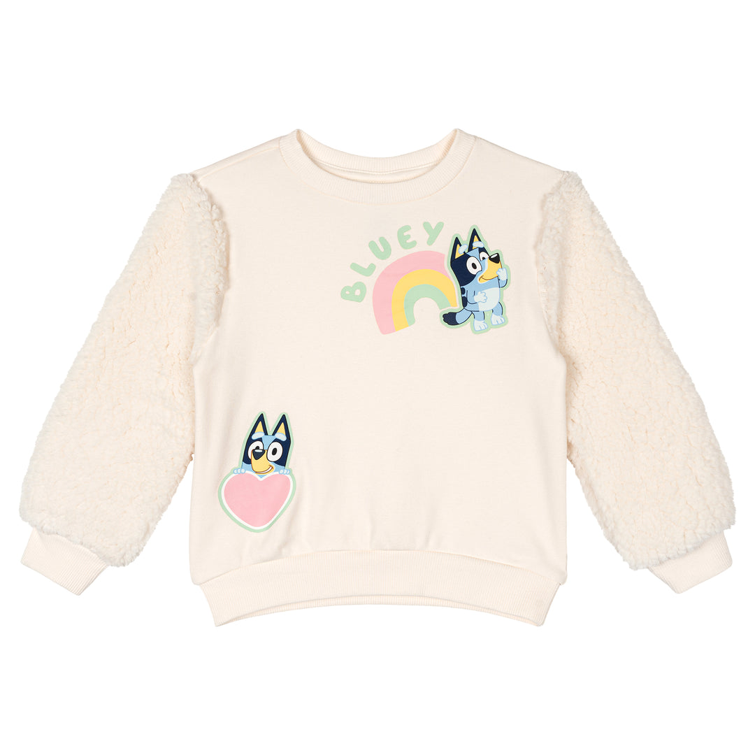 Bluey Girls' 2-Piece Fleece Sweatshirt and Leggings Set Cream Mint