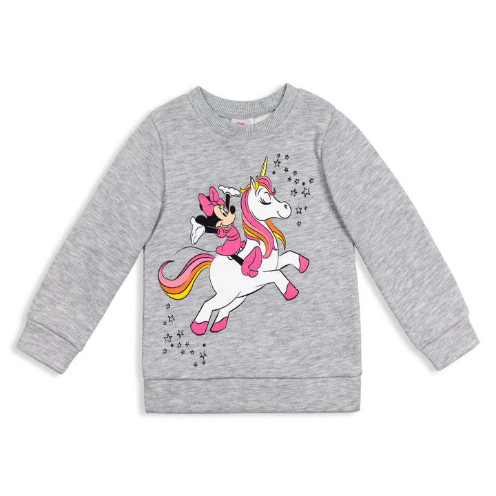 Minnie Mouse Girls' Long Sleeve Pullover Sweatshirt Heather Grey