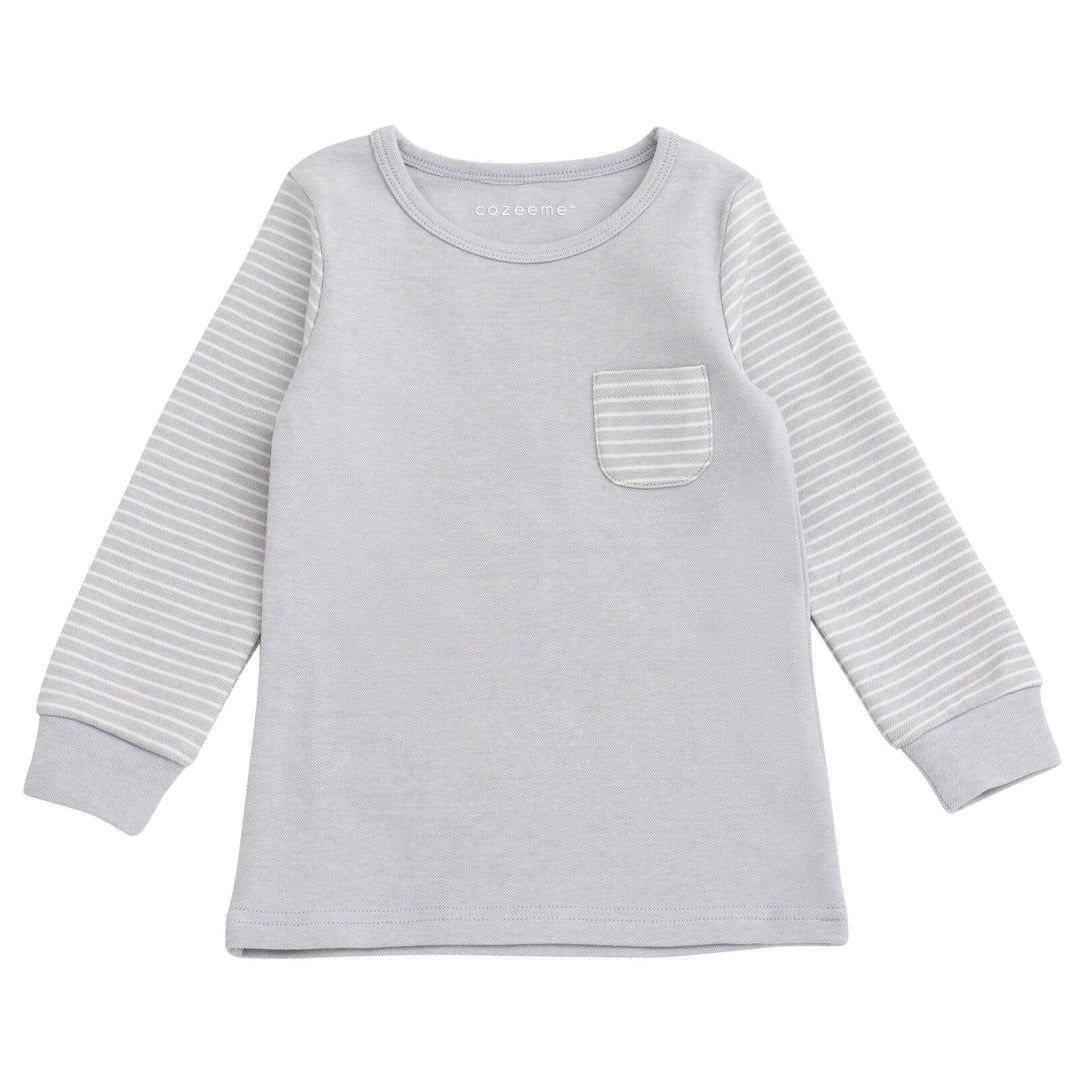 Cozeeme Boys' Loungewear 2-Piece Tee and Pants Set Heather Gray Stripe