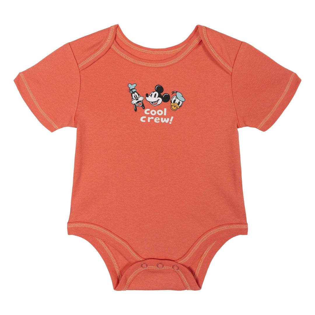 Disney Mickey Mouse Baby Boys' 3-Pack Short Sleeve Bodysuits Red Blue