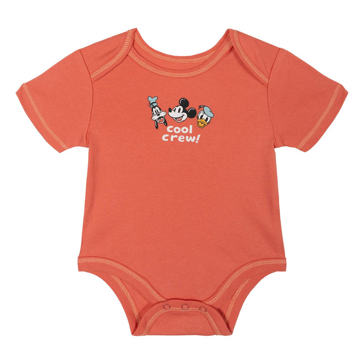Disney Mickey Mouse Baby Boys' 3-Pack Short Sleeve Bodysuits Red Blue