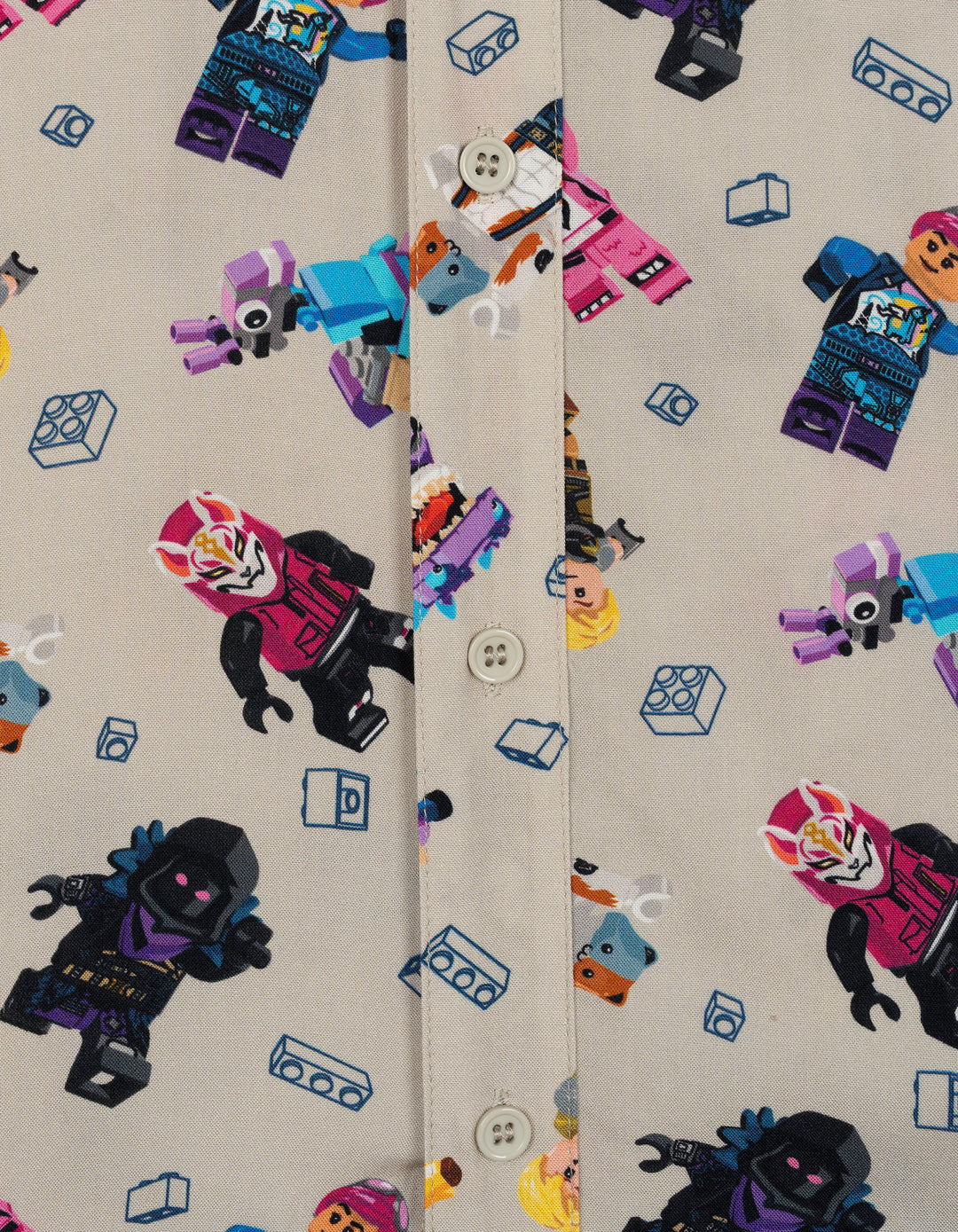 LEGO Fortnite Men's Short Sleeve Button Down Shirt Cool Gray