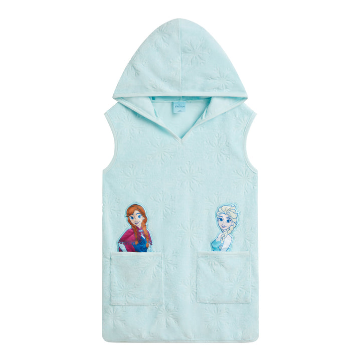 Frozen Girls' Hooded Swimwear Cover Up Anna Elsa Light Blue