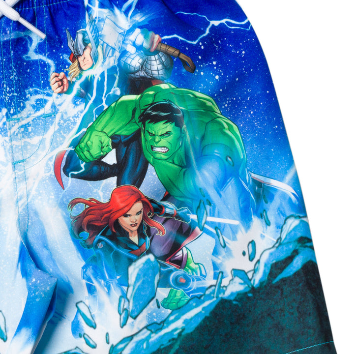 Marvel Avengers Boys' Quick-Dry Swim Trunks with Mesh Liner Royal Blue