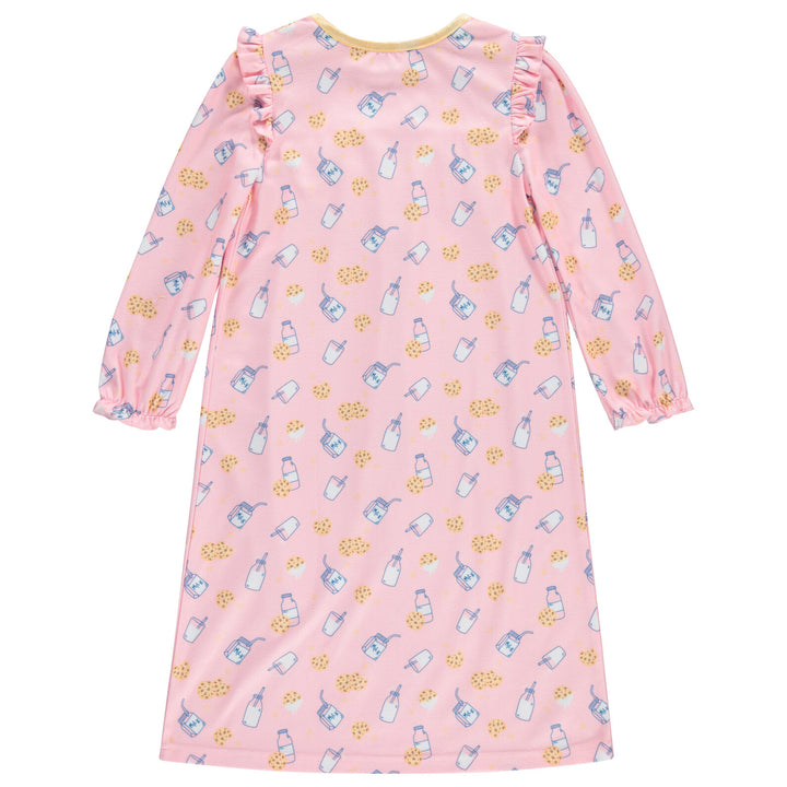 Dreamwave Girls' Long Sleeve Pajama Nightgown Pink Cookie Print