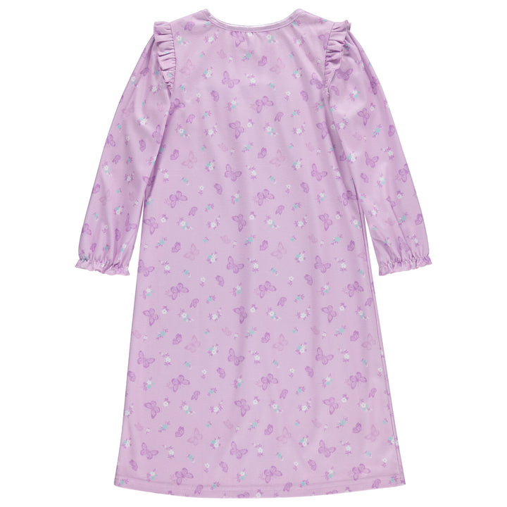 Dreamwave Girls' Long Sleeve Pajama Nightgown Lavender Butterfly