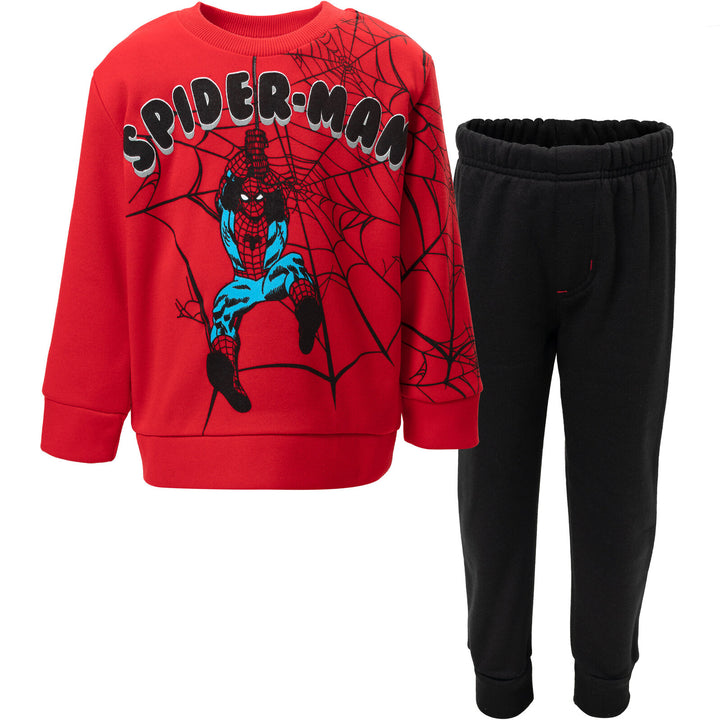 Marvel Spider-Man Boys' Fleece Sweatshirt and Joggers Set Black Red