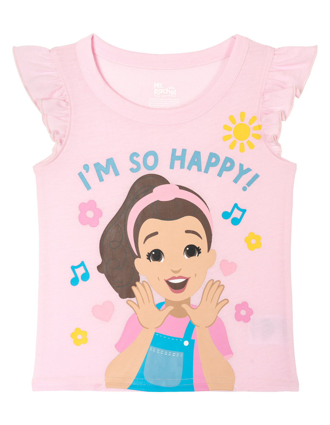 Ms. Rachel Toddler Girls' 2-Piece T-Shirt and Shorts Set Pink Blue Crochet