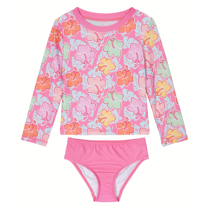 Dreamwave Girls' Swimwear 2-Piece Rash Guard and Bikini Bottom Set UPF 50+