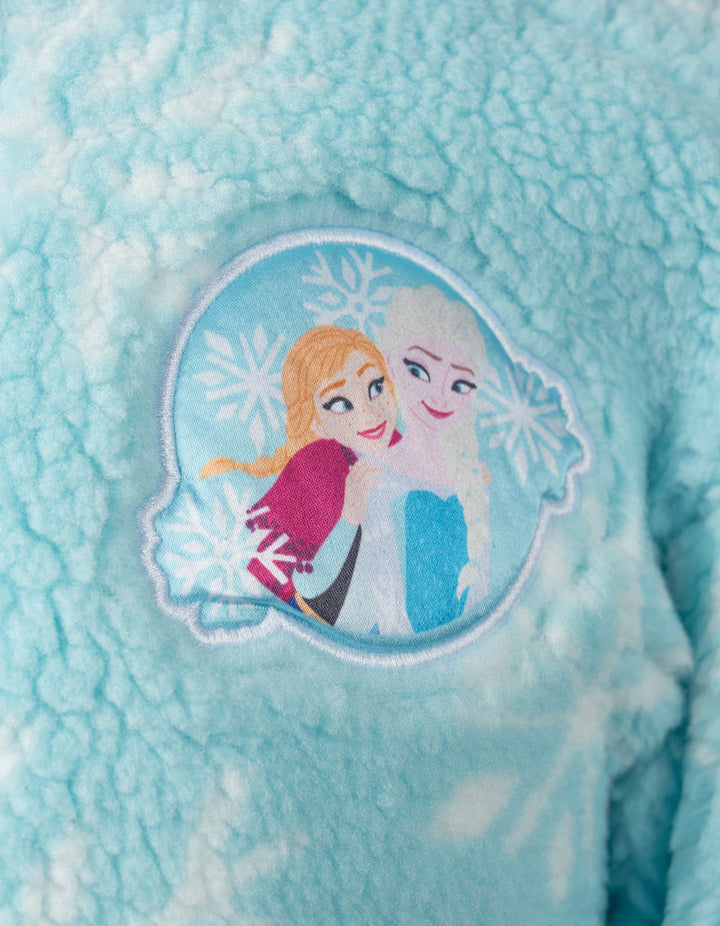 Frozen Girls' Fleece Full-Zip Jacket Light Blue Anna Elsa