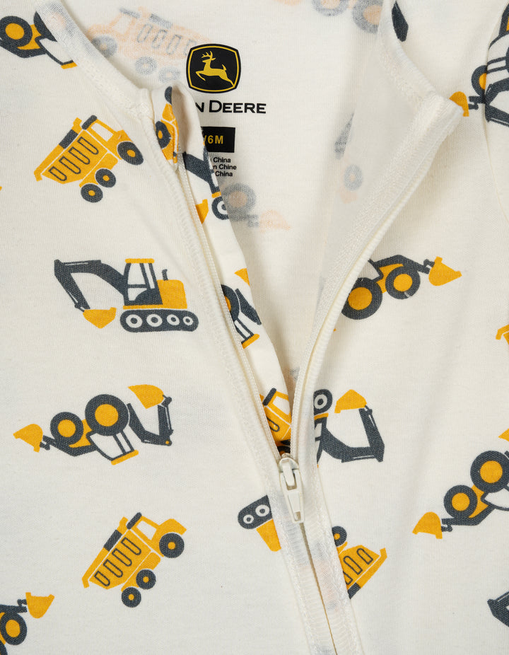 John Deere Baby Boys' One Piece Footed Sleep N' Play Tusk Excavators