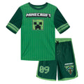 Minecraft Creeper Swimwear 2-Piece Rash Guard and Swim Trunks Set Dark Green