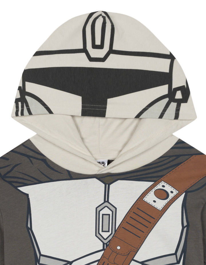 Star Wars The Mandalorian Boys' Cosplay Hooded T-Shirt Grey