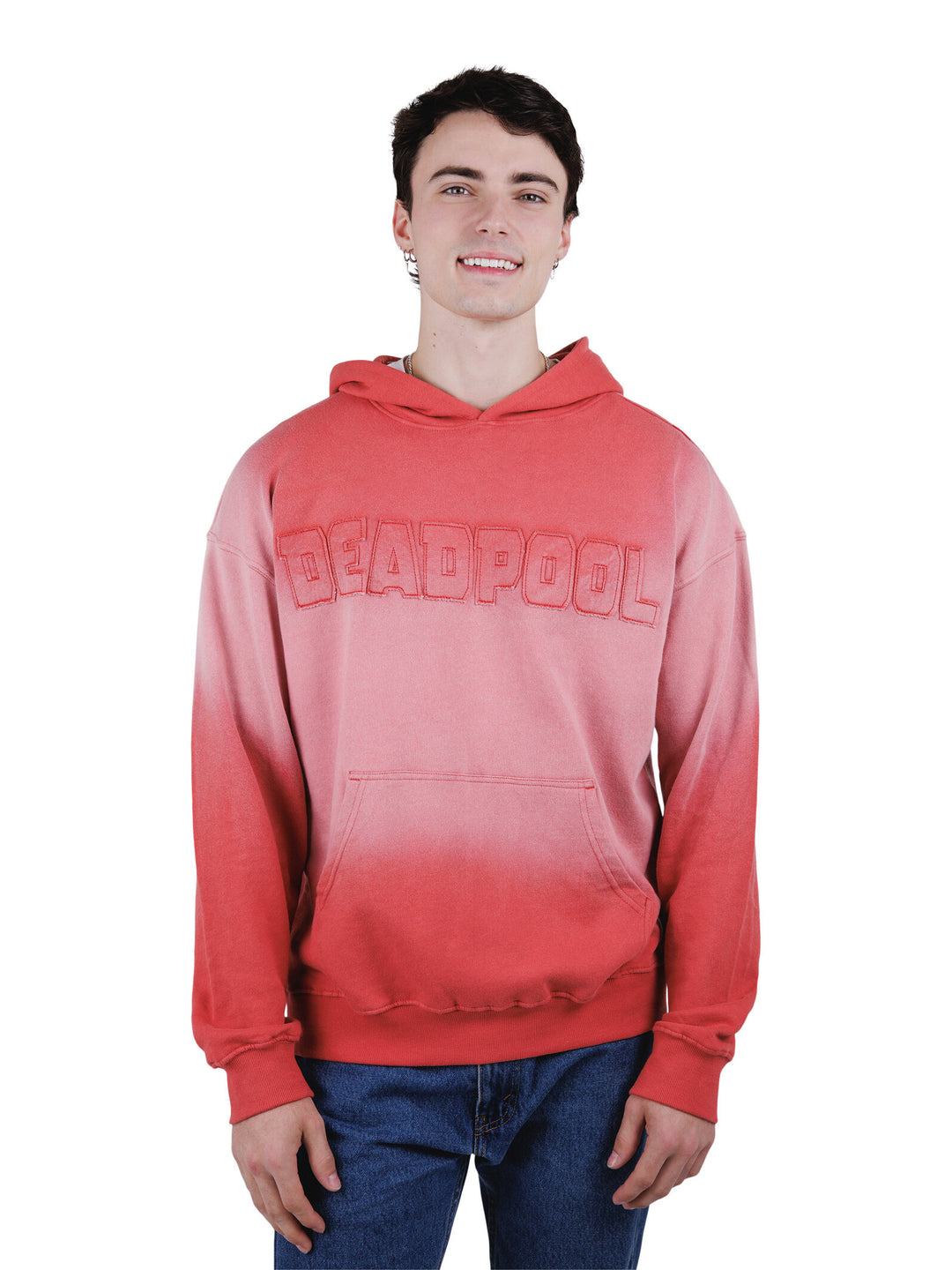 Deadpool Men's Fleece Pullover Hoodie Coral Pink