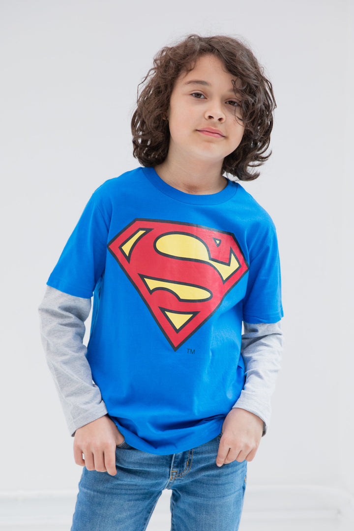 DC Comics 3 Pack Hangdown Long Sleeve Graphic T-Shirts
