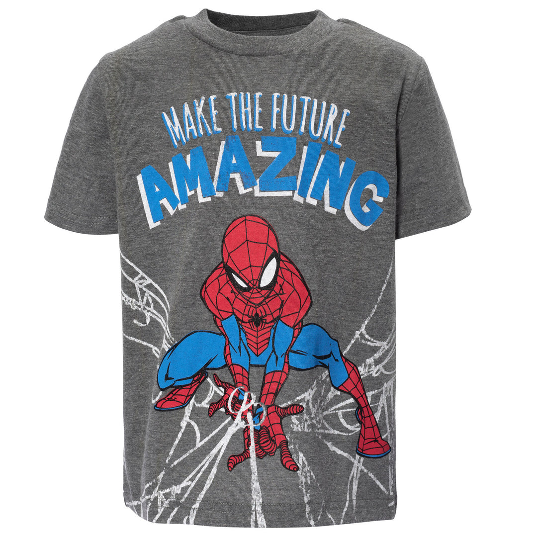 Marvel Spider-Man Boys' 2-Pack T-Shirts Grey Red