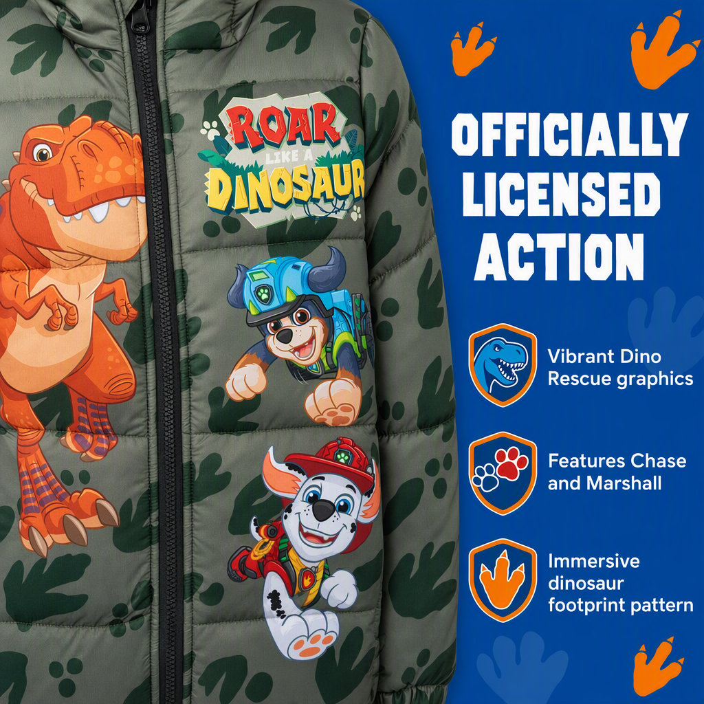 Paw Patrol Boys' Hooded Puffer Jacket Green